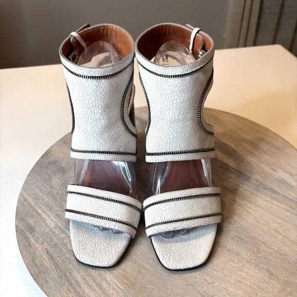 Rebecca Minkoff White Textured Leather Slingback Block Heel Sandals US Sz 7.5 M - Picture 4 of 9